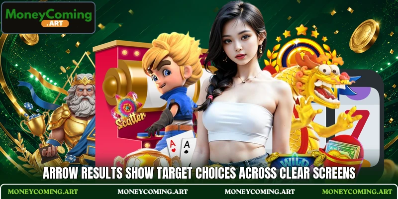 Arrow results show target choices across clear screens