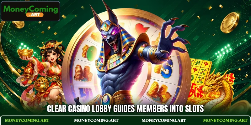 Clear casino lobby guides members into slots Clear casino lobby guides members into slots