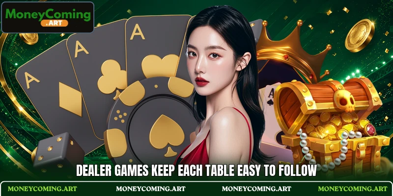 Dealer games keep each table easy to follow Dealer games keep each table easy to follow