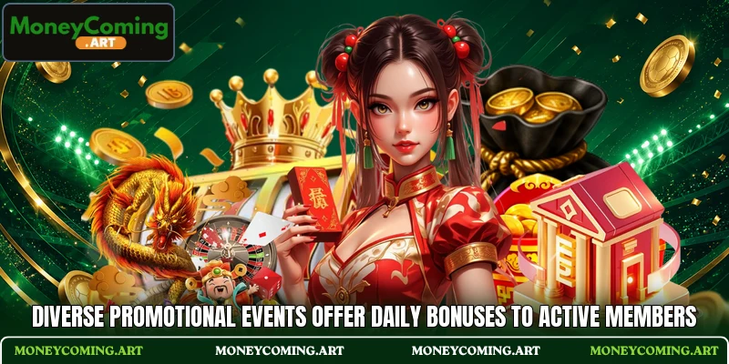 Diverse promotional events offer daily bonuses to active members