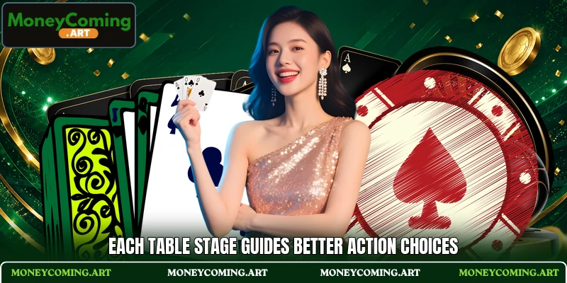 Each table stage guides better action choices Each table stage guides better action choices