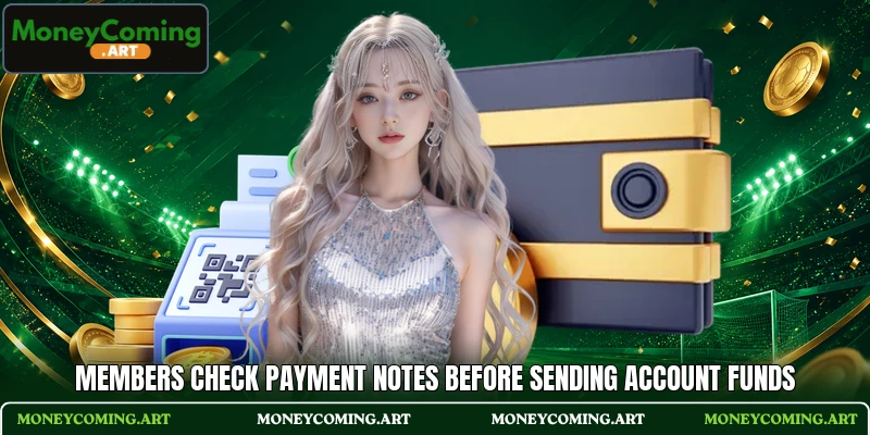 Members check payment notes before sending account funds Members check payment notes before sending account funds