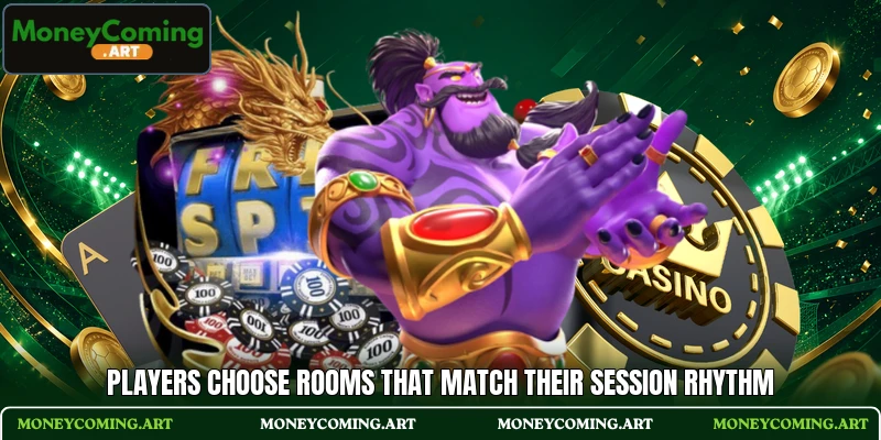 Players choose rooms that match their session rhythm Players choose rooms that match their session rhythm