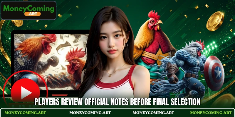 Players review official notes before final selection