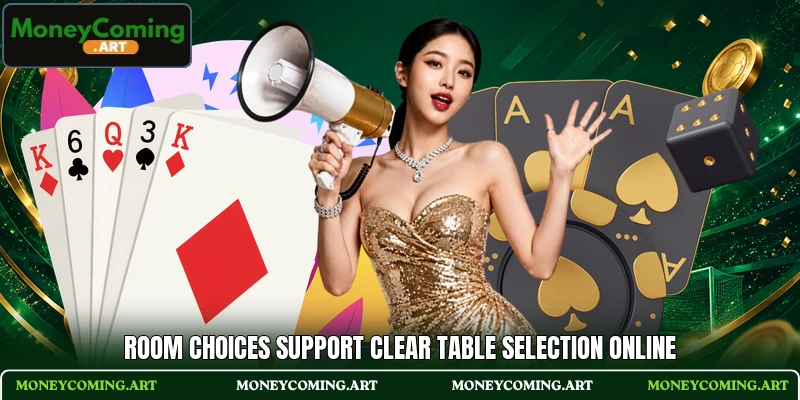 Room choices support clear table selection online