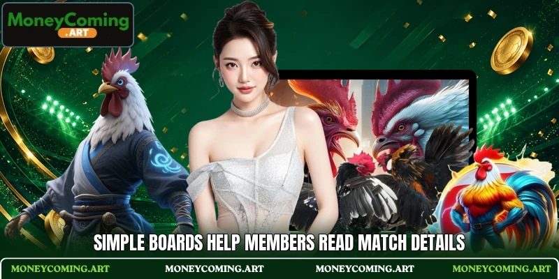 Simple boards help members read match details