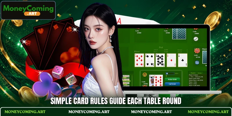 Simple card rules guide each table round