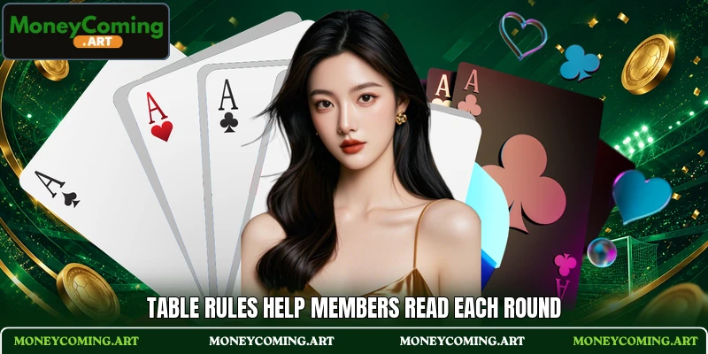 Table rules help members read each round Table rules help members read each round